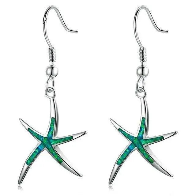 Pendientes de Estrella de Mar en Ópalo y Plata