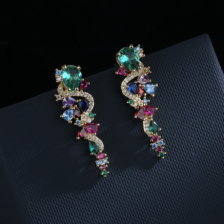 Pendientes de Oro con Zirconitas de Colores