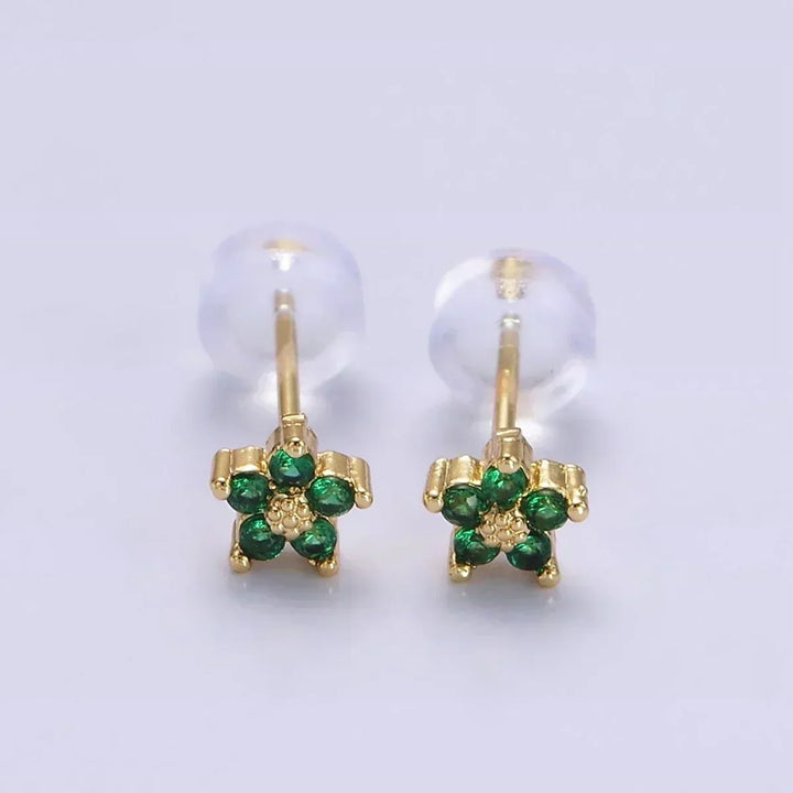 Pendientes de Uña con Flor Delgada