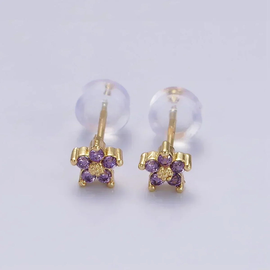 Pendientes de Uña con Flor Delgada