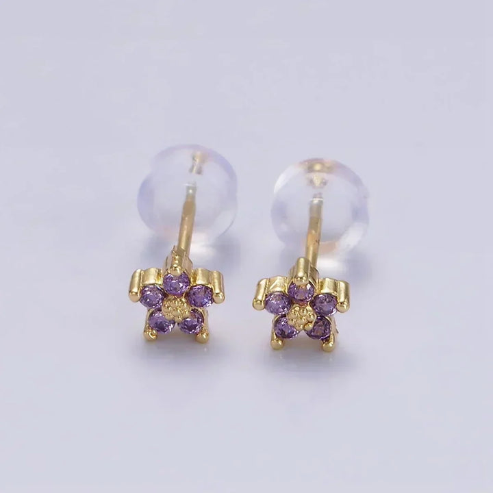 Pendientes de Uña con Flor Delgada