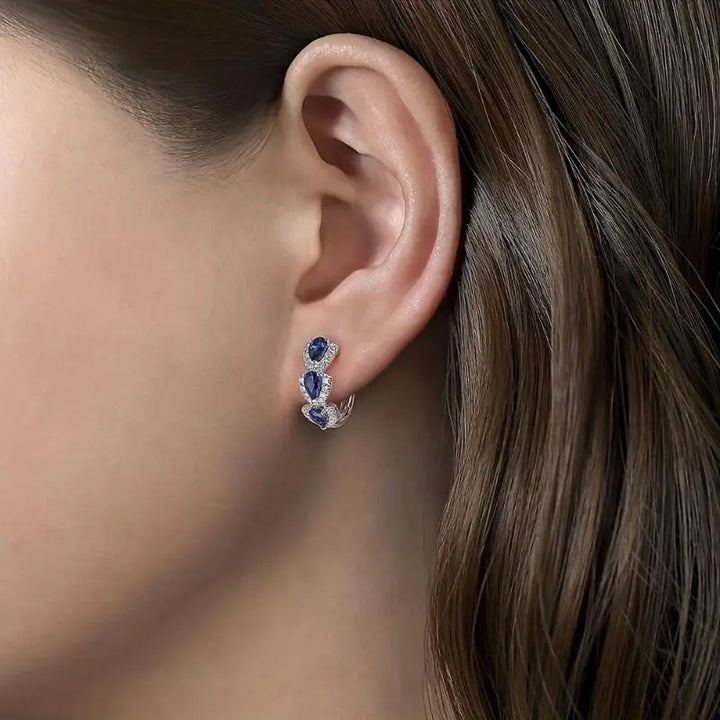 Pendientes Estriados con Cristal Brillante