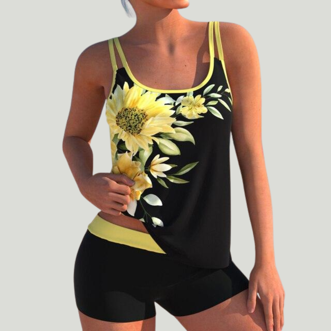 Elena - Tankini con Shorts y Estampado de Rosas