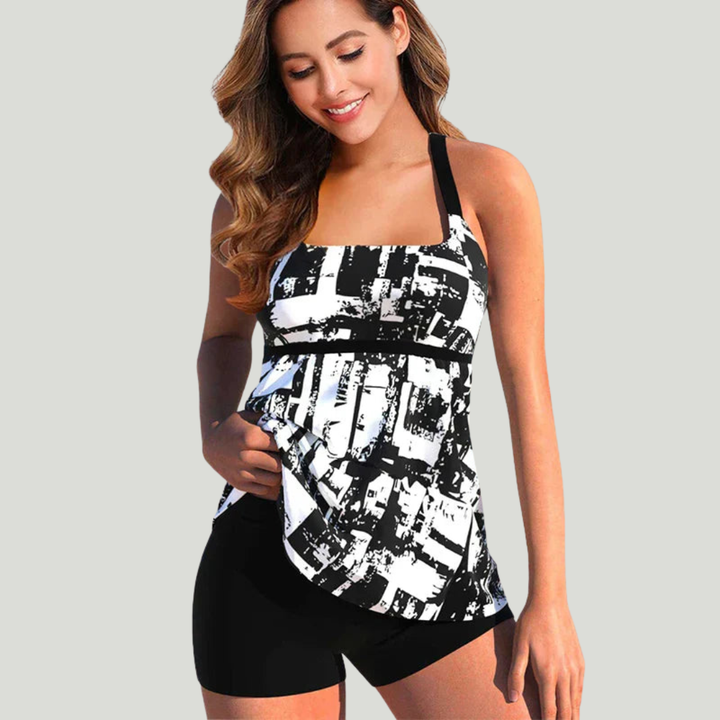 Adriana - Tankini con Shorts y Estampado Abstracto Urban