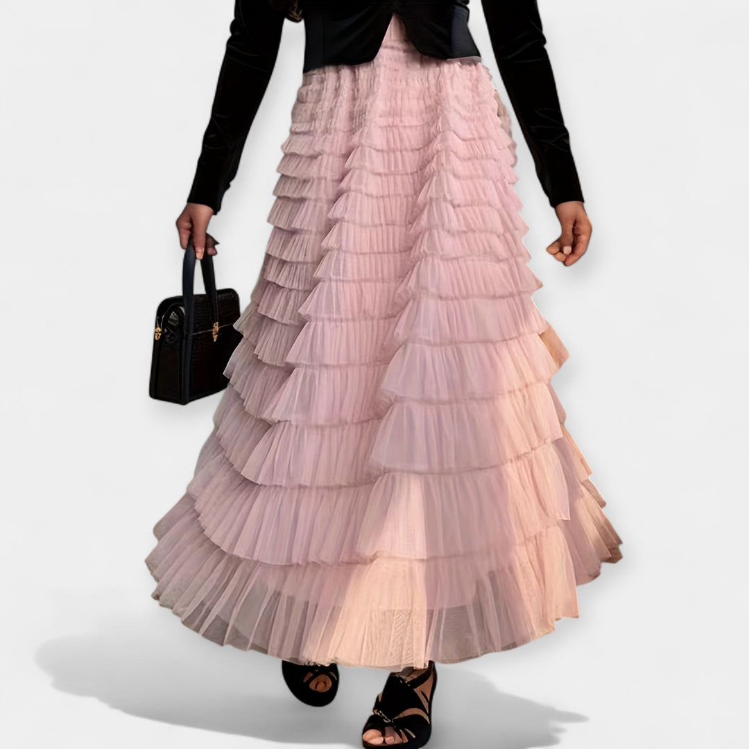 Falda Elegante con Detalle de Tul