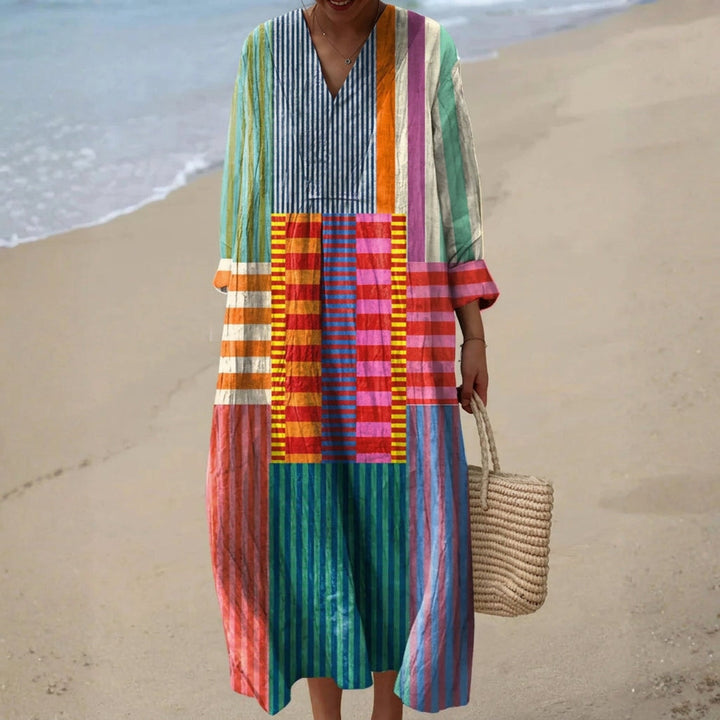 Eva - Vestido Largo Multicolor en Patchwork