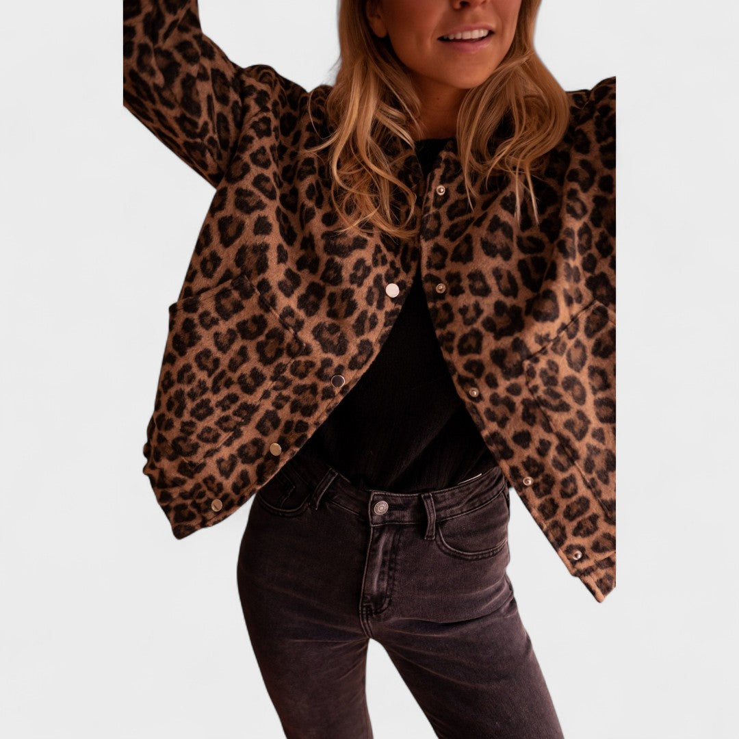 Rosa - Abrigo moderno estampado de leopardo