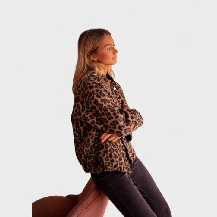 Rosa - Abrigo moderno estampado de leopardo