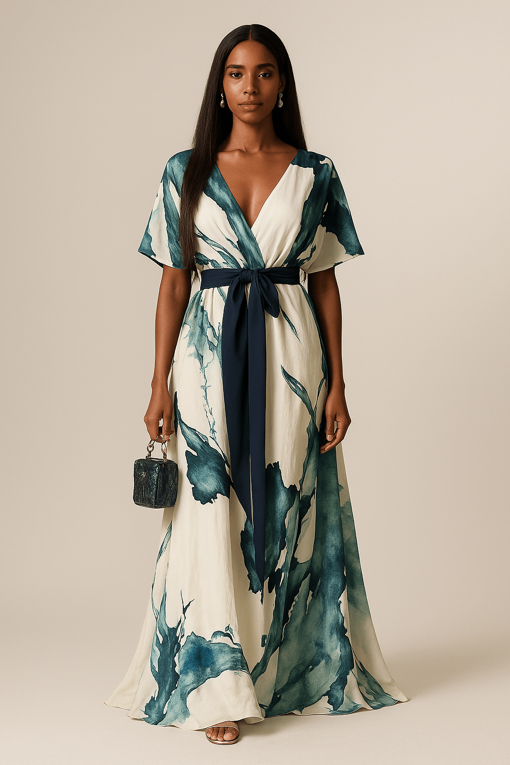 Vanessa - Vestido Largo Estampado Acuarela